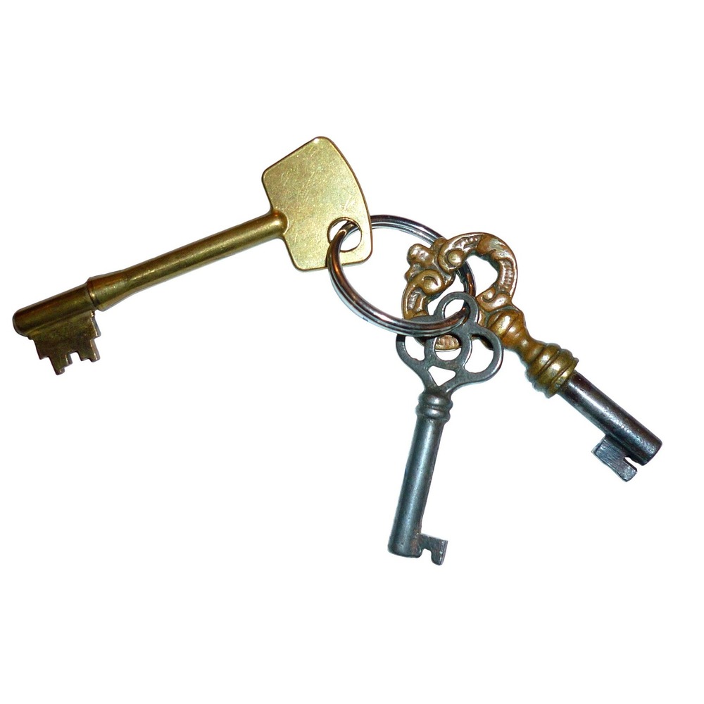 Vintage Antique Skeleton Key Lot 3 Piece Set Brass Ornate Victorian Steampunk